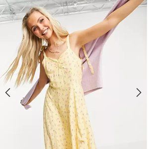 ASOS Bardot tie shoulder midi skater dress with floral print